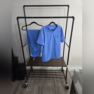 Jaanuu Scrub Set - Ceil Blue (4 pocket VNeck Scrub Top + Joggers) Medium Reg